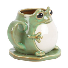 Load image into Gallery viewer, FROG SHAPED MUG AND LILY PAD SAUCER