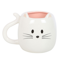 Load image into Gallery viewer, WHITE CAT SHAPED MUG