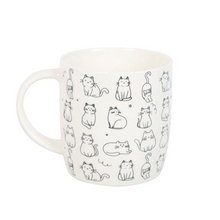 Load image into Gallery viewer, WHITE HAPPY CAT PRINT MUG