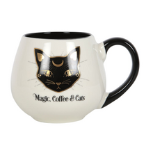 Load image into Gallery viewer, MAGIC, COFFEE & CATS ROUNDED MUG