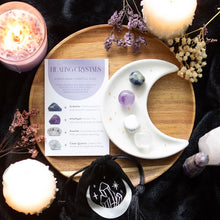 Load image into Gallery viewer, Stress Healing Crystal Set with Moon Trinket Dish