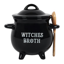 Load image into Gallery viewer, Witches Broth Cauldron Soup Bowl with Broom Spoon