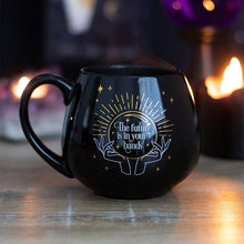 Load image into Gallery viewer, BLACK FORTUNE TELLER MUG (colour changing text)