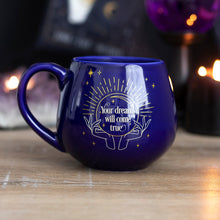 Load image into Gallery viewer, BLUE FORTUNE TELLER MUG (colour changing text)