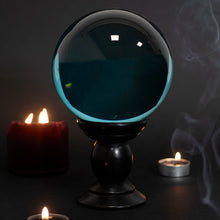 Load image into Gallery viewer, Large Teal Crystal Ball on Stand