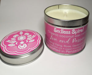 LOVE AND PASSION - Natural Coconut Wax Candles (Jasmin,  Ylang Ylang, Rose, Geranium, Clary Sage)