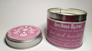 LOVE AND FRIENDSHIP- Natural Coconut Wax Candles (Rose, Geranium, Ylang Ylang, Bergamot  Sandalwood)