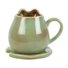 Load image into Gallery viewer, FROG SHAPED MUG AND LILY PAD SAUCER
