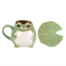 Load image into Gallery viewer, FROG SHAPED MUG AND LILY PAD SAUCER
