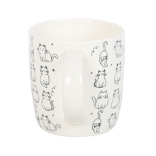 Load image into Gallery viewer, WHITE HAPPY CAT PRINT MUG
