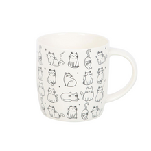Load image into Gallery viewer, WHITE HAPPY CAT PRINT MUG
