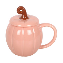 Load image into Gallery viewer, PINK CURLY PUMPKIN LIDDED MUG
