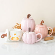 Load image into Gallery viewer, PINK CURLY PUMPKIN LIDDED MUG
