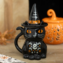 Load image into Gallery viewer, FRIGHTFUL FOLK BLACK CAT LIDDED MUG

