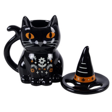 Load image into Gallery viewer, FRIGHTFUL FOLK BLACK CAT LIDDED MUG
