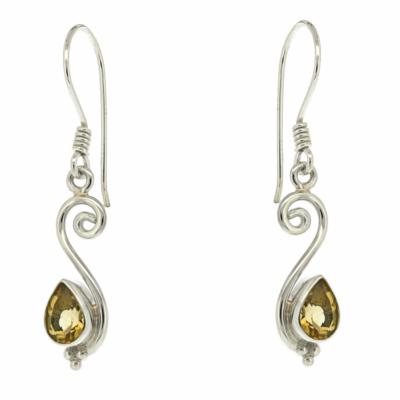 Citrine Tear Drop Earrings with Twirl