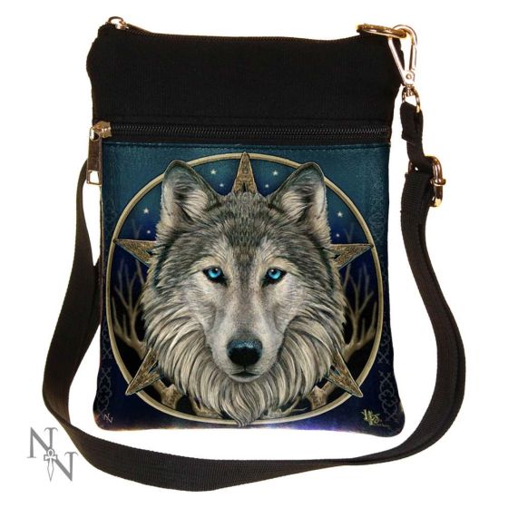 The Wild One Fantasy Wolf Small Shoulder Bag by Lisa Parker 23cm