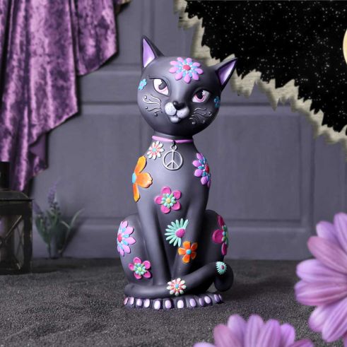 Hippy Kitty Black Cat Ornament 26cm