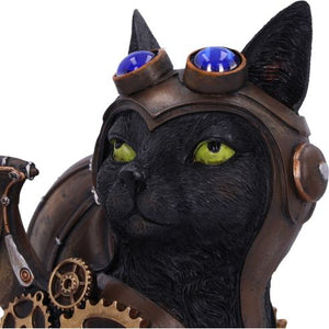 Feline Flight 22.7cm Steampunk Black Cat Pilot Figurine