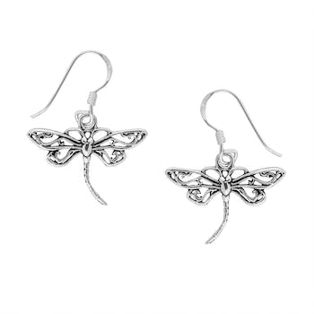 Silver Earrings - dragonfly