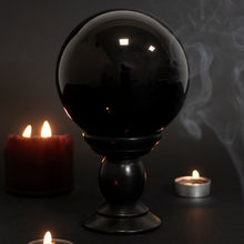 Load image into Gallery viewer, Large Black Crystal Ball on Stand
