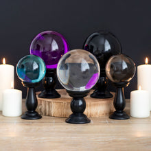 Load image into Gallery viewer, Large Black Crystal Ball on Stand
