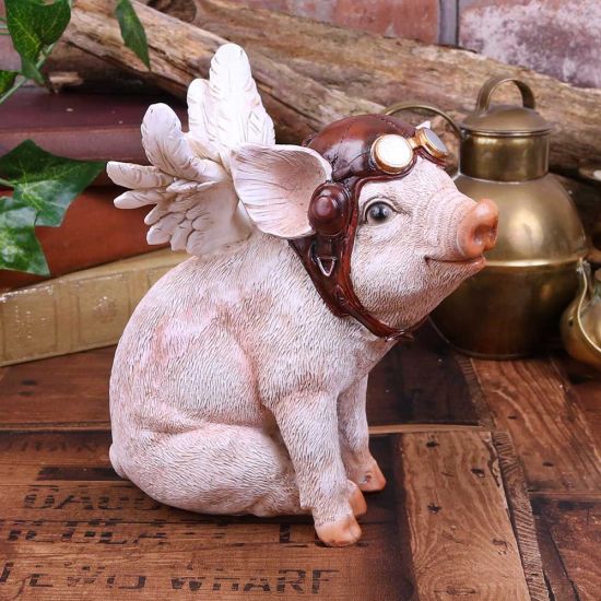 When Pigs Fly 15.5cm Winged Pilot Pig Ornament